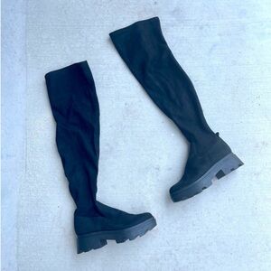 Open Edit Nordstrom Black Chunky Platform Over The Knee Boots 6 NEW